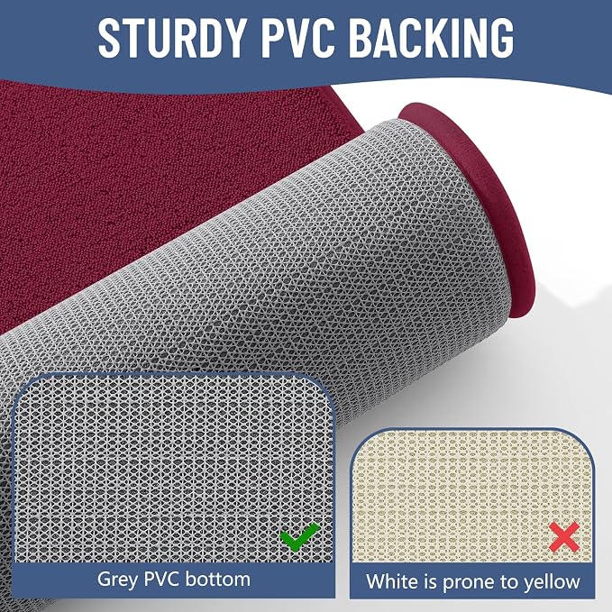 Smiry Memory Foam Bath Mat 47x24, Extra Soft Absorbent Bathroom Rugs | Burgundy Quick Dry, Machine Washable Bath Mats for Bathroom, Shower, Tub and Home Decor Accessories