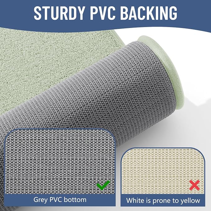 Smiry Memory Foam Bath Mat 59x20, Extra Soft Absorbent Bathroom Rugs | Sage Green Quick Dry, Machine Washable Bath Mats for Bathroom, Shower, Tub and Home Decor Accessories