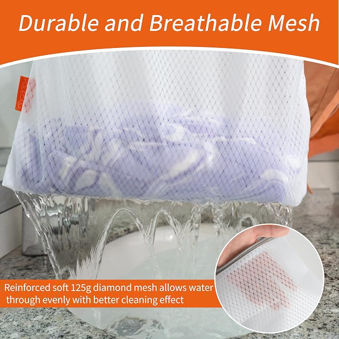 Diamond Mesh Laundry Bags 2 Pack (XX-Large, 24x24”) | Heavy Duty Mesh, Durable Zipper, For Delicates, Lingerie, Bras, Underwear, Protect Garments in Washing Machine