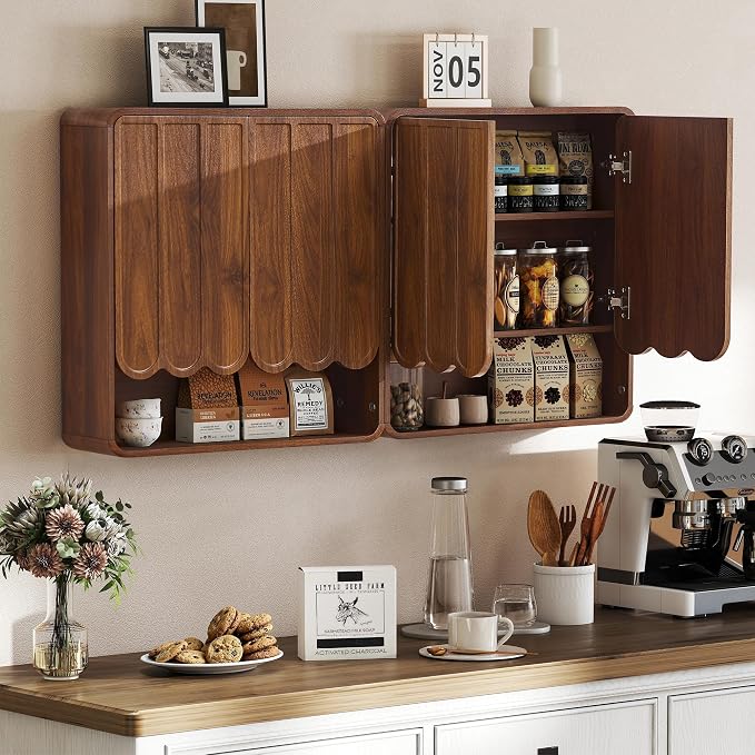 Bathroom Wall Mounted Storage Cabinet, Medicine Cabinet with Adjustable Shelf, Over The Toilet Storage Cabinet for Bathroom, Laundry Room, Kitchen, Living Room (Walnut)