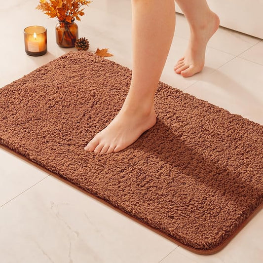 MIULEE Fall Burnt Orange Large Bathroom Rugs Soft Microfiber Bath Mat 24x36 | Absorbent, Non Slip, Quick Dry, Fluffy Bath Rugs for Bathroom Floor Tub Showers, Machine Washable