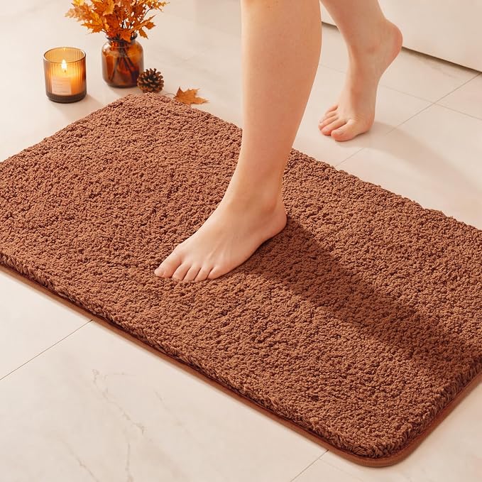 MIULEE Fall Burnt Orange Bathroom Rugs Soft Microfiber Bath Mat 20x30 Inch | Absorbent, Non Slip, Quick Dry, Fluffy Bath Rugs for Bathroom Floor Tub Showers, Machine Washable