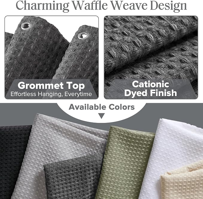 Madison Park Arbor Waffle Shower Curtain for Bathroom, 72 x 72, Charcoal | Adds Privacy, Machine Washable, Farmhouse, OEKO-TEX Certified Bathroom Curtain, 3M Scotchgard Moisture Management