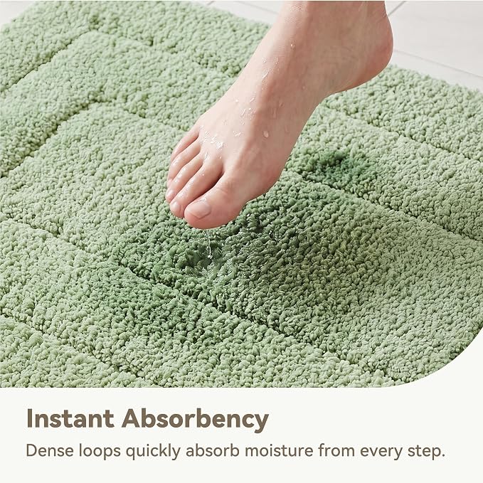 GRANNY SAYS Sage Green Bathroom Rug 20" x 32", Non-Slip Bath Mat | Ultra-soft, durable TPR backing for reliable grip, fast water absorption, machine washable for Vanity, Shower, Tub