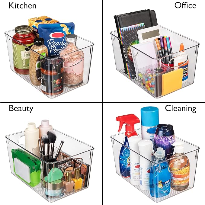 CLEARSPACE Plastic Storage Bins With lids – Perfect Kitchen Fridge Organizer, Pantry Organization, Cabinet Organizers (8 Pack) | Plastic storage bin with lid for pantry organization, refrigerator storage, and kitchen organization