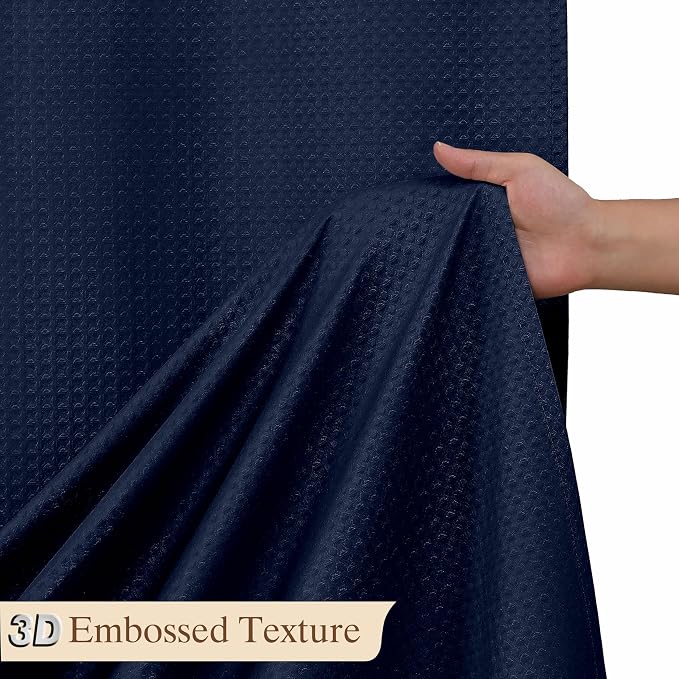 Aiyufeng Long Shower Curtains for Bathroom，Dot Like Embossed Textured Water Repellent Fabric Shower Curtain，Hotel Luxury Quality & Soft Cloth，Machine Washable，72Wx84L，Navy Blue