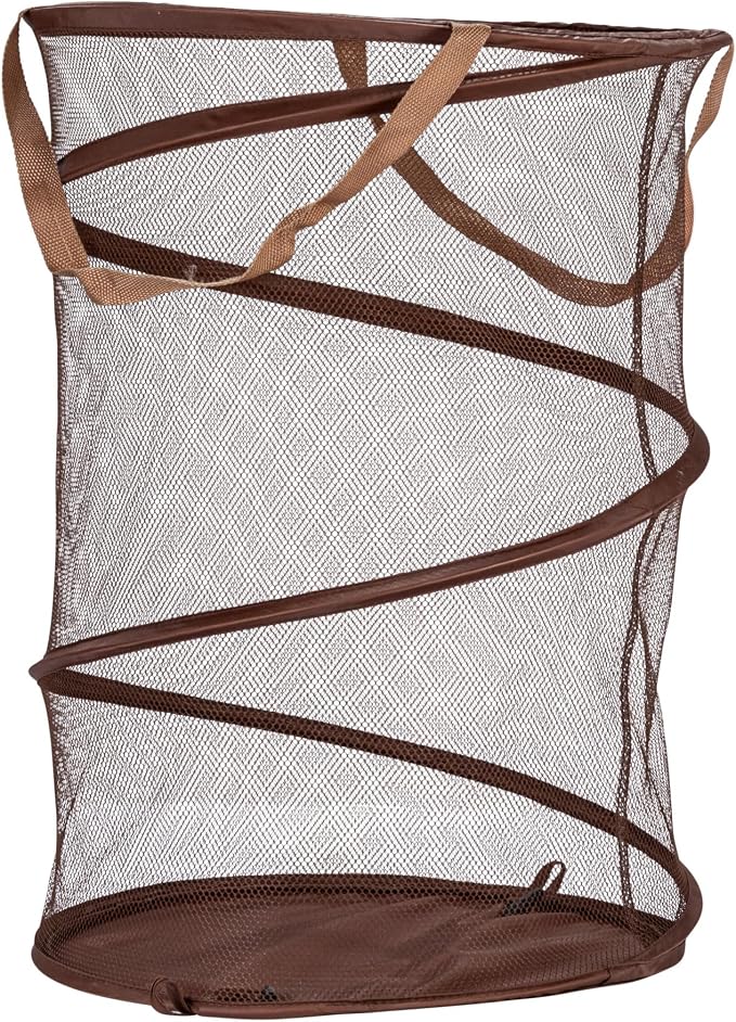 Household Essentials Pop-Up Mesh Laundry Hamper, Brown