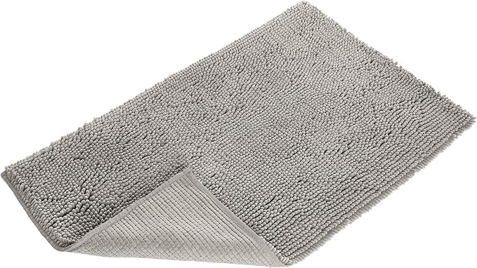 Amazon Basics Platinum Bathroom Rug Mat, Ultra Absorbent Plush Shag, Non-Slip, Quick Drying, Machine Washable, 21" x 34" (Pack of 12)