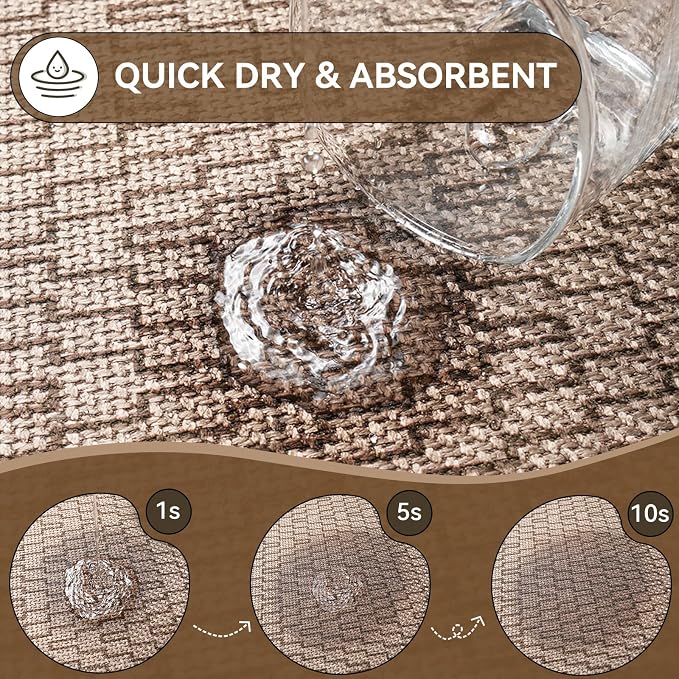 Half Circle Bath Mat, Thin Bathroom Rugs Fit Under Door, Brown 16x24 | Non Slip, Quick Dry Absorbent, Rubber Backing Washable, Semi Circle Bathmat for Bathroom Floor, Tub and Shower, Home Decor