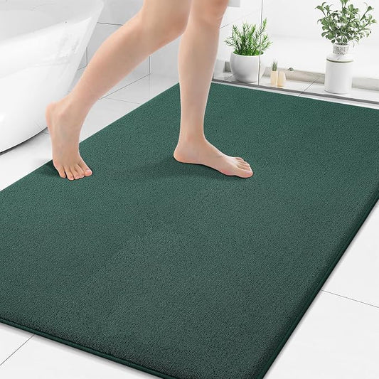 Smiry Memory Foam Bath Mat 48x32, Extra Soft Absorbent Bathroom Rugs | Green Quick Dry, Machine Washable Bath Mats for Bathroom, Shower, Tub and Home Decor Accessories
