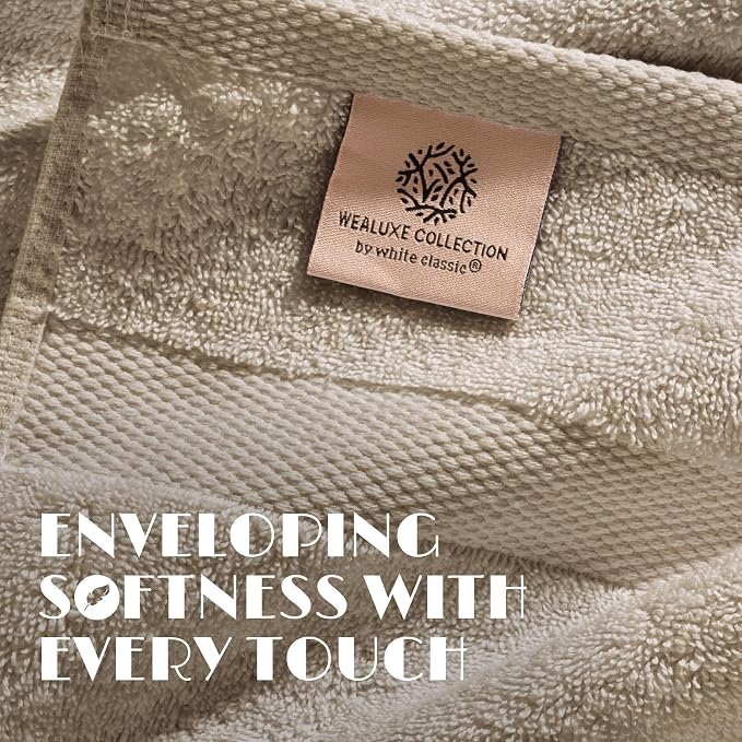 White Classic Luxury Soft Bath Sheet Towels - 650 GSM Cotton Luxury Towels Extra Large 35x70 | Highly Absorbent and Quick Dry | Hotel Quality, Taupe, 2 Pack