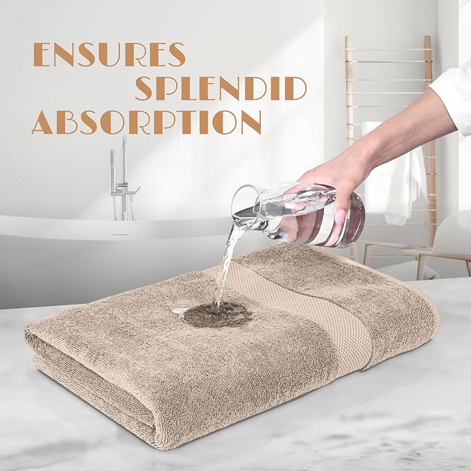 White Classic Luxury Soft Bath Sheet Towels - 650 GSM Cotton Luxury Towels Extra Large 35x70 | Highly Absorbent and Quick Dry | Hotel Quality, Taupe, 2 Pack