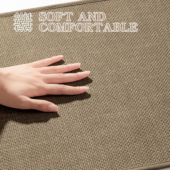 Bathroom Rugs Mat 59x25, Ultra Thin Non Slip Bath Mat Large Quick Dry Absorbent Bath Mat for Bathroom Floor, (Dark Beige, 59"x25")