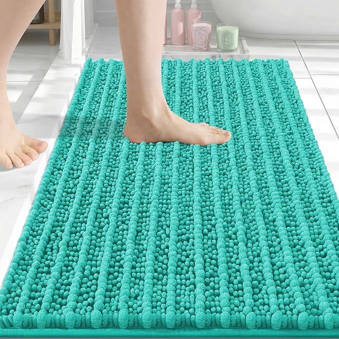 Arotive Bathroom Rugs Mat 30x20, Soft Absorbent Chenille Shaggy Bath Mat | Teal, Machine Wash Dry, Bath Rugs for Bathroom Floor, Tub and Shower, Home Decor Accessories