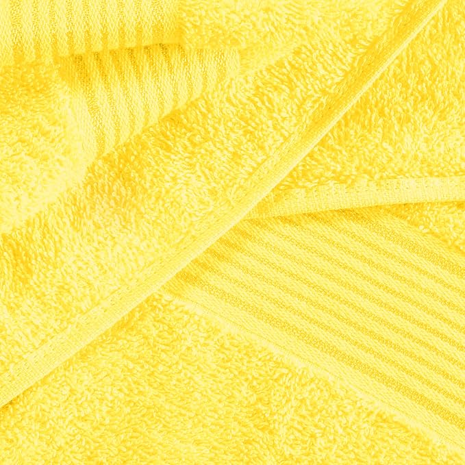 Ultra Soft 6 Pack Cotton Towel Set, Contains 2 Bath Towels 28x55 inch, 2 Hand Towels 16x24 inch & 2 Wash Coths 12x12 inch, Ideal for Everyday use, Compact & Lightweight - Yellow