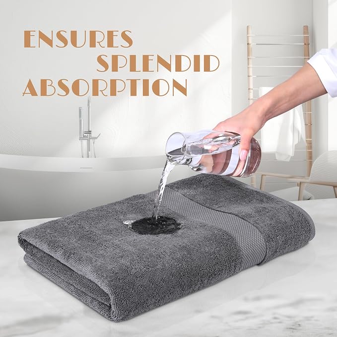 White Classic Luxury Soft Bath Sheet Towels - 650 GSM Cotton Luxury Bath Towels Extra Large 35x70 | Highly Absorbent and Quick Dry | Hotel Quality Extra Large Bath Towels Oversized, Dark Gray, 2 Pack
