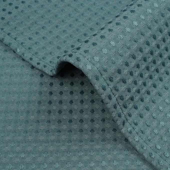 River Dream Heavyweight Waffle No Hook Shower Curtain with Liner,Teal,71x74 | Dotted Waffle,Snap-in Liner,Heavy Duty,Quick Dry,Mesh Top Window,With Bottom Magnets,Hotel-Grade,Washable,Standard Size
