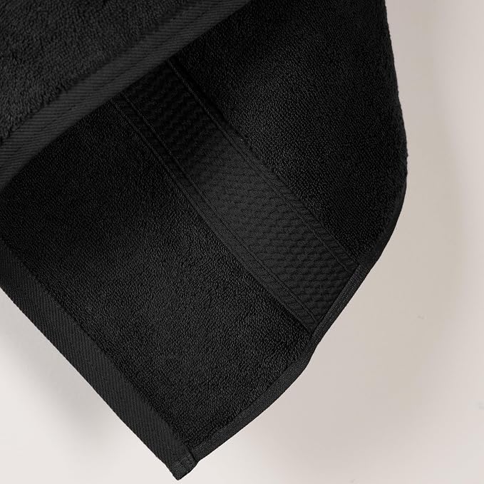 SUPERIOR Egyptian Cotton Plush & Absorbent, Bath Towel Set of 2, Black | Quick Dry, Soft Luxury Towel Set, Bath Essentials for Bathroom, Guest Bath, Spa, 2 Piece Bath, Madeline Towels
