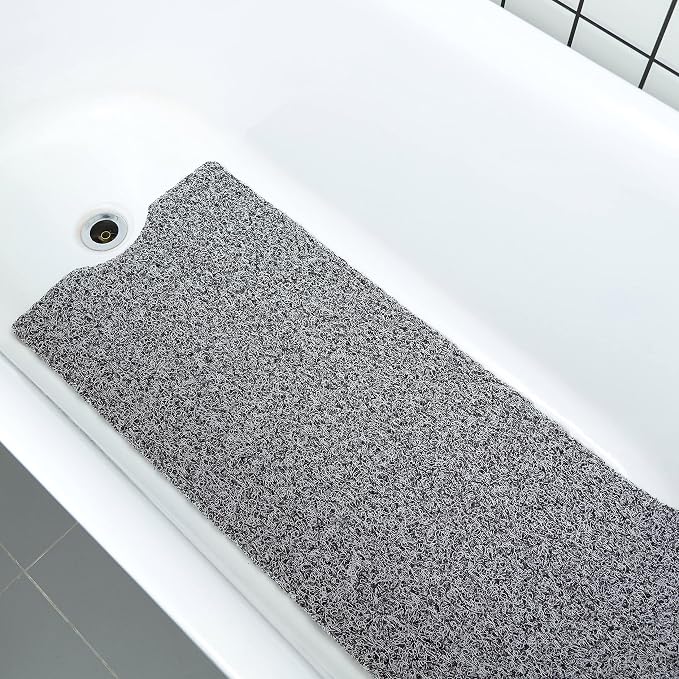 Leotruny Bath Tub Shower Mat 40 x 16 Inch Non-Slip Soft PVC Loofah | Bathtub Mats for Bathroom