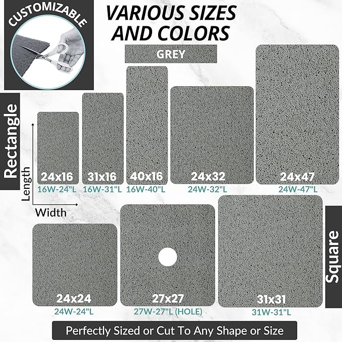 Anti Slip Shower Mat - Non Slip Shower Mats for Inside Shower - Large 47x24 Loofah Shower Floor Mat Non Slip - Bath Mat for Shower - Secure Mat Without Suction Cups (47x24 Gray)