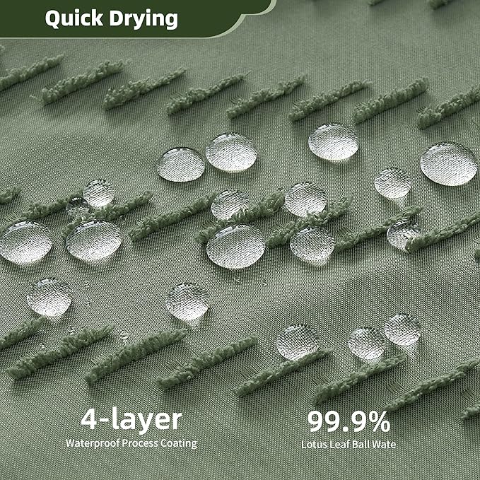 Siiluminisoy Extra Long Sage Green Boho Shower Curtain with Tassel, Woven Fabric 84 in Shower Curtain, Tufted Chevron Striped, 72 x 84, Modern Chic Textured Minimalist Bathroom Shower