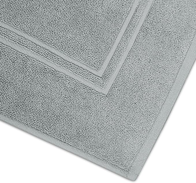 2 Piece Bath Mats 20 x 32 Inches, Cool Grey | 100% Cotton Terry Bath Mats, Super Absorbent, Hotel Quality Premium Floor Towels, Luxurious, Soft & Quick Dry
