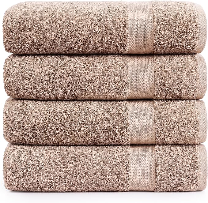 LANE LINEN Large Bath Sheet Set Oversized Soft Absorbent Quick Dry - Taupe | Bath Sheets Set - OEKO-TEX Certified, Ring-Spun Durability, Generously Sized, Oversized & Roomy, Lightweight & Breathable