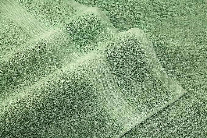 American Veteran Towel, 6 Piece Towel Set for Bathroom, 100% Cotton Turkish Bathroom Towels, 2 Bath Towels 2 Hand Towels 2 Washcloths, Sage Green