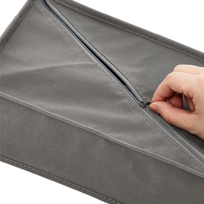 Amazon Basics Deep Drawer Organizer for Clothes, Collapsible Storage Boxes for Socks, Underwear and Baby Items, Set of 2, Gray | Set of 4