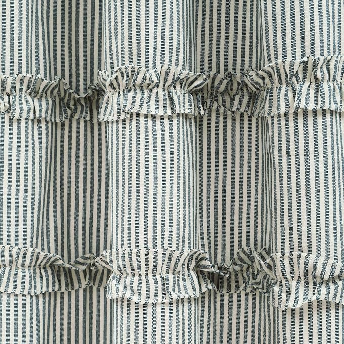 Lush Decor Vintage Stripe Yarn Dyed Cotton Shower Curtain, 72" x 72", Denim Blue
