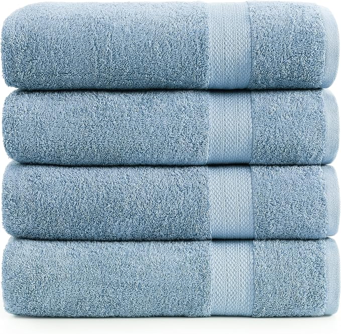 LANE LINEN Towel Set Soft Absorbent Quick Dry 100% Cotton 4 Piece - Allure | Cotton Bath Towels - Lightweight & Breathable, Fade-Resistant Color, Classic Terry Weave, Densely Woven, Coordinated Colors