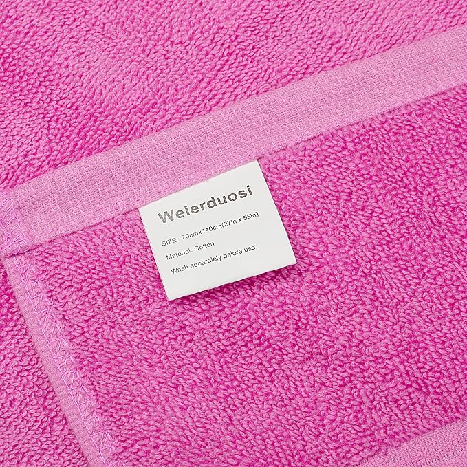 Cotton Bath Towels Set, 2-Piece Set(27x55 Inches) Super Absorbent Quick Drying, Soft,Suitable for Bathroom, spas, Gyms,Gift(Rose Pink,Sky Blue)