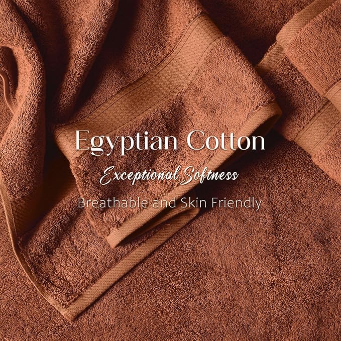 SUPERIOR Egyptian Cotton Ultra Plush & Absorbent, 3 Piece Set, Rust | Quick Dry, Soft Luxury Towel Set, Bath Essentials, Guest Bath, Spa, 1 Bath, 1 Hand, 1 Face Towels, Madeline Towels