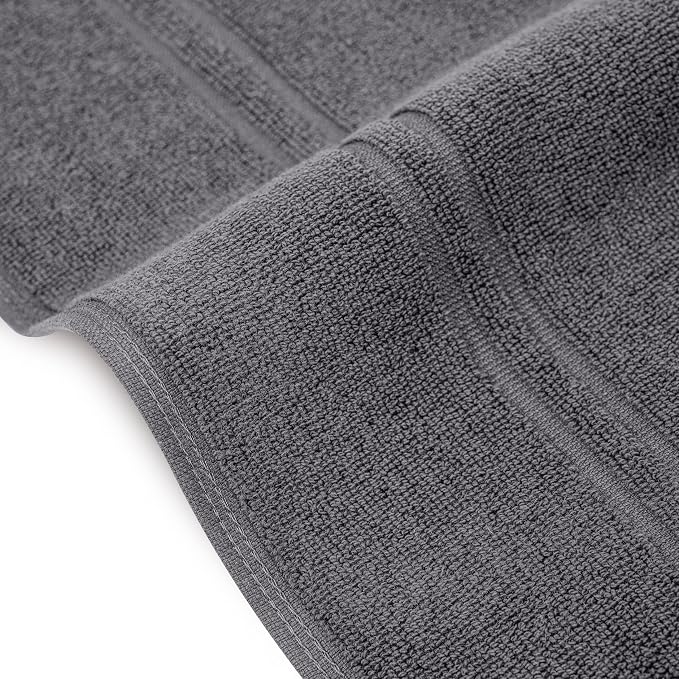 2 Piece Bath Mats 20 x 32 Inches, Dark Grey | 100% Cotton Terry Bath Mats, Super Absorbent, Hotel Quality Premium Floor Towels, Luxurious, Soft & Quick Dry