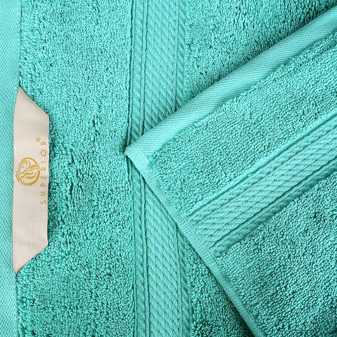 SUPERIOR Egyptian Cotton Ultra Plush & Absorbent, 8 Piece Set, Turquoise | Quick Dry, Soft Luxury Towel Set, Bath Essentials, Guest Bath, Spa, 2 Bath, 2 Hand, 4 Face Towels, Madeline Towels