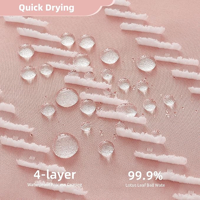 Siiluminisoy Pink Shower Curtain with Tassel Woven Fabric Boho Shower Curtain Cute Farmhouse Textured Tufted Chevron Striped 72 x 72 Bathroom Shower Curtain
