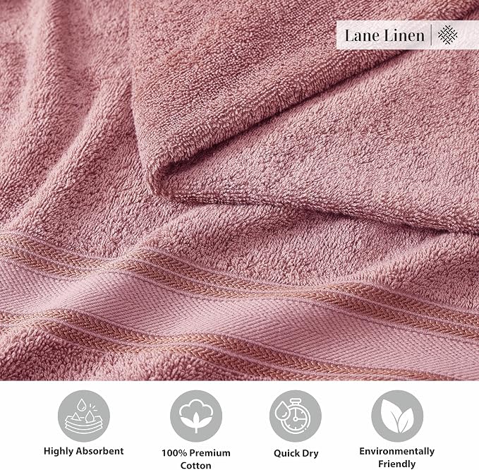 Lane Linen 100% Cotton Bath Sheets 4 Pack (35"x66") - Zero Twist Cotton Extra Large Bath Towels Set - Quick Dry, Soft & Absorbent Oversized Towel Set - Holds Well after Multiple Washes - Wishful Mauve