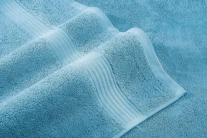 American Veteran Towel, 6 Piece Towel Set for Bathroom, 100% Cotton Turkish Bathroom Towels, 2 Bath Towels 2 Hand Towels 2 Washcloths, Sky Blue