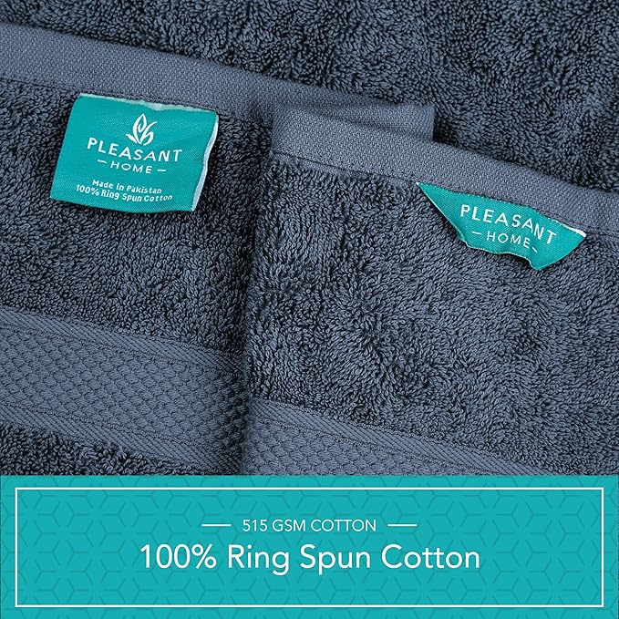 Pleasant Home Bath Towels Set of 6 (24” x 50”) 100% Cotton, Navy | 515 GSM | Lightweight, Soft & Highly Absorbent Luxury Towels for Bathroom | for Gym, Pool & Spa