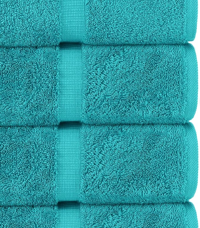 Chakir Turkish Linens Set of 8 Towel Set, 100% Cotton Luxury Turkish Towels for Bathroom, Soft Absorbent Bath Towel Set with 2 Bath Towels 2 Hand Towels 4 Washcloths, Aqua
