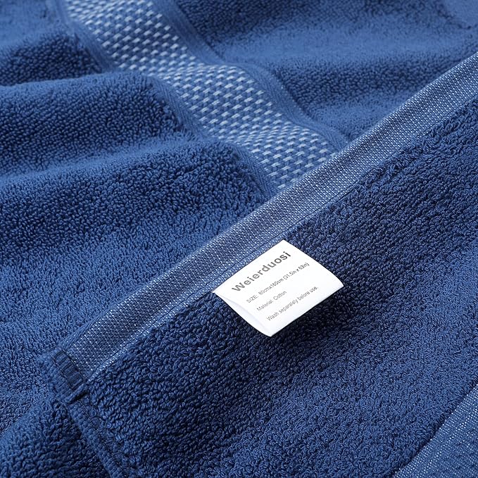 Fluffy Cotton Bath Towels Set650GSM,2-Piece Set, Thickened and Enlarged(31.5x63 inches),Super Absorbent,Soft,Suitable for Hotel, Bathroom, Swimming Pool, SPA,Gift(Dark Blue)