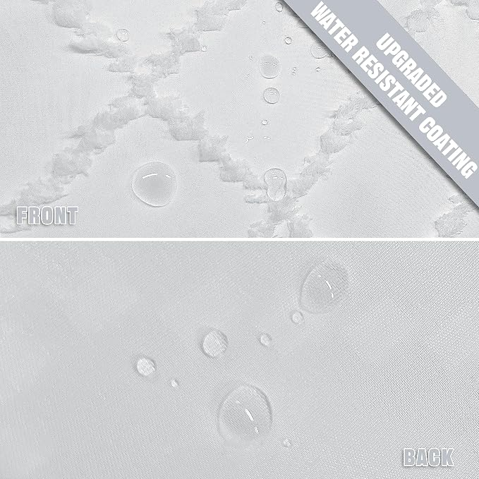 Stall Boho White Woven Fabric Shower Curtain with Tassels 54 x 72 Modern Farmhouse Minimalist Tufted Chevron Striped Shabby Chic Textured, Water Resistant Curtain for Bathroom, Hotel Decor