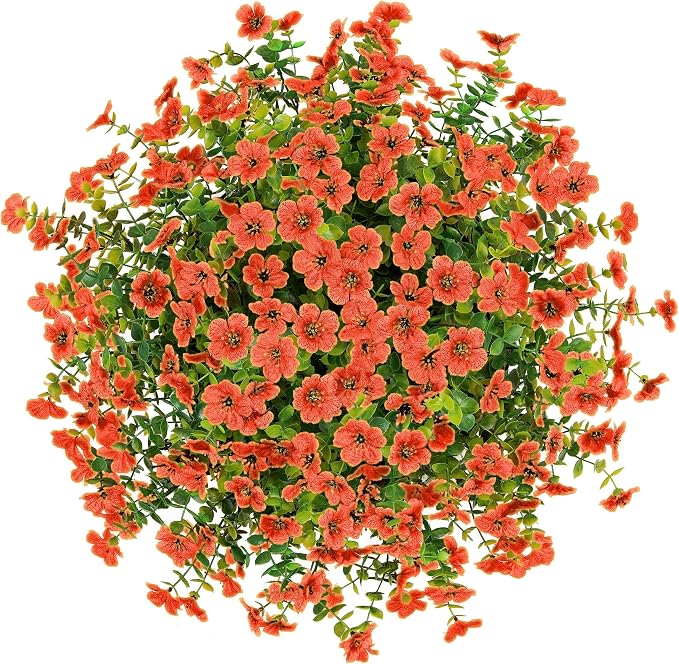 Artificial Fake Fall Hanging Plants Flowers Basket for Outdoor Decor, Faux Silk Orange Mums Daisy in Planter Look Real UV Resistant for Autumn Porch Home Patio Garden Yard Decoration
