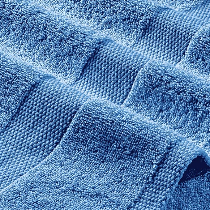 White Classic Light Blue Hand Towels for Bathroom [12 Pack] Cotton Hand Towel Bulk for Gym, Kitchen and Spa, 16x27 Inches Soft Highly Absorbent Quick Dry Terry Salon Towels