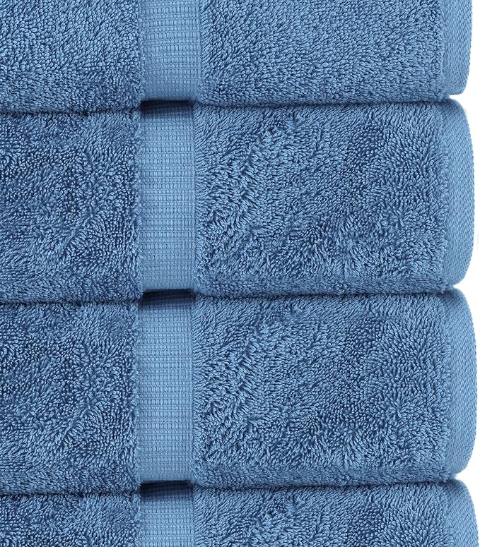Chakir Turkish Linens 4 Piece Extra Large Bath Towels, 100% Cotton Luxury Turkish Towels for Bathroom, Soft Absorbent Bath Towels, 30 x 60 Inches, Wedgewood