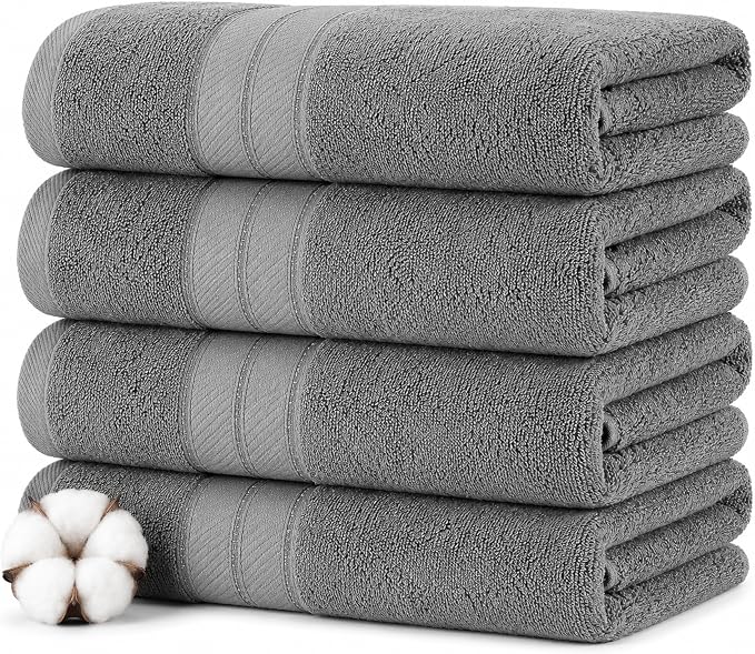 Modern Threads 4-Pack SpunLoft Bath Sheet, 35x66, Charcoal